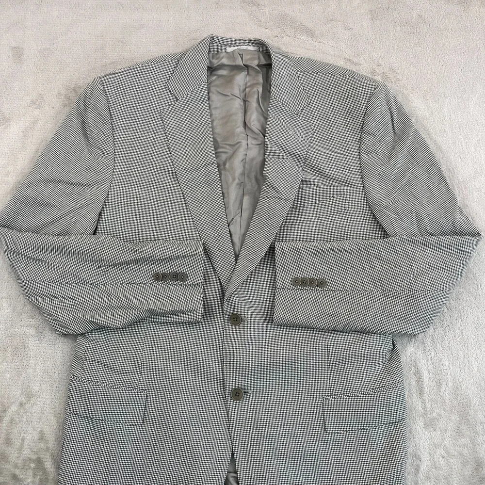 Ermenegildo Zegna Trofeo Blazer‎ Jacket Men 44L (EU 56L) Grey Houndstooth Wool